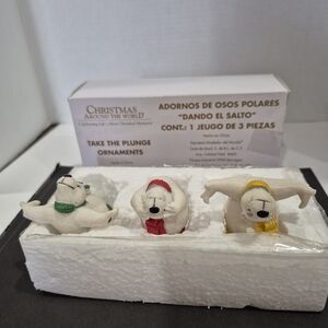 Christmas Around the World Polar Bear Spring Ornaments - Red, Green, Yellow